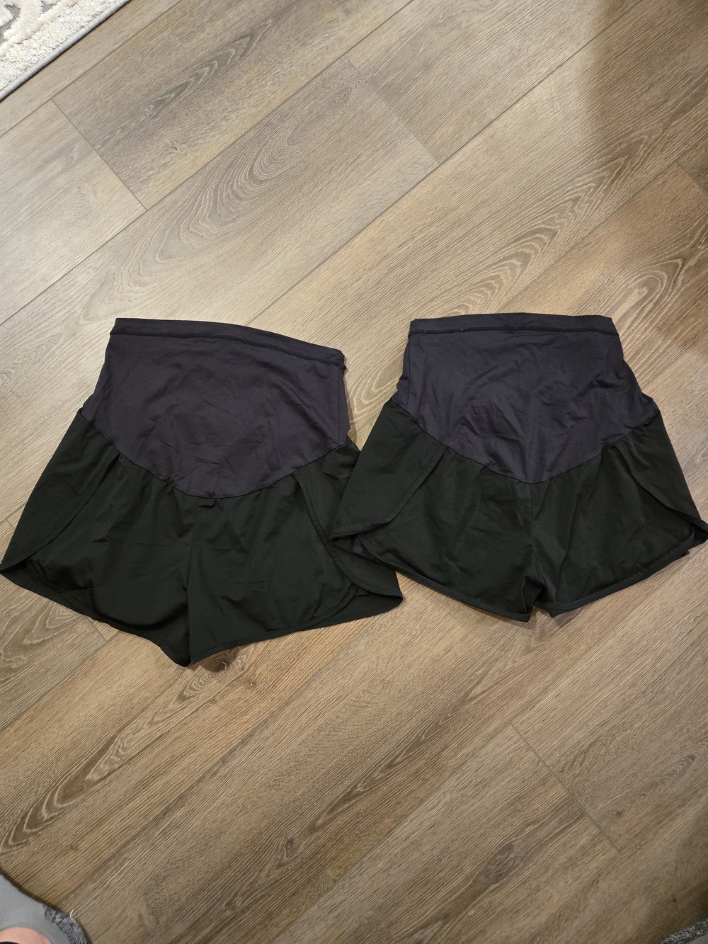 BeMaternity Black and Charcoal Maternity Athletic Shorts